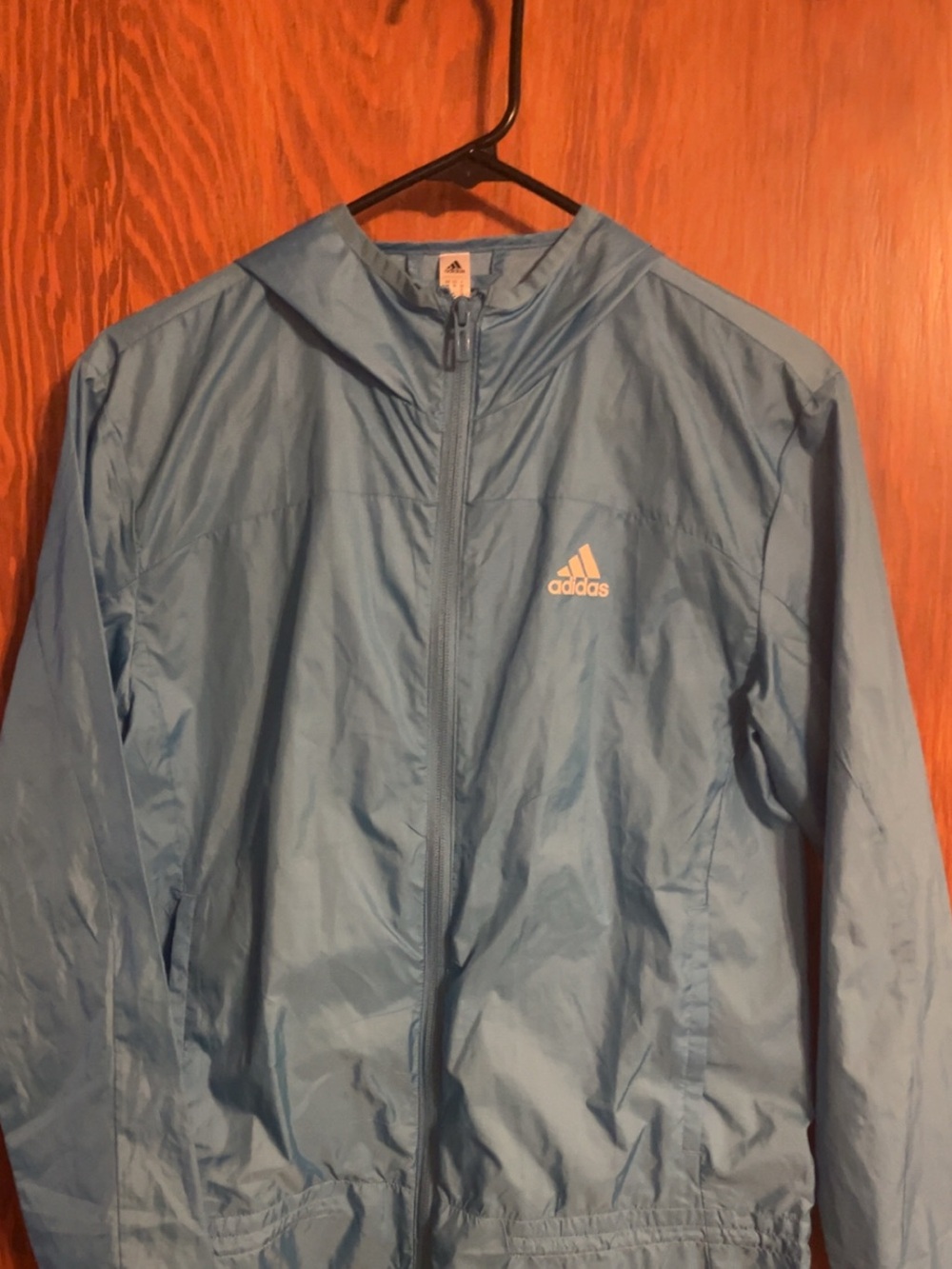 adidas Sky Blue Hooded Windbreaker Jacket like new size XS